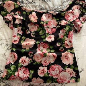Black and pink flower blouse